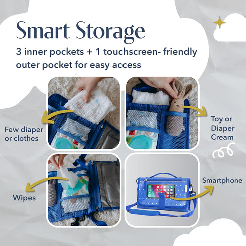 Portable Diaper Changing Mat, Fits Most Changing Tables, One-Hand Hook-and-Loop Fasteners, Front Touchscreen-Friendly