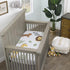 NoJo Jungle Trails Fitted Crib Sheet, 100% Cotton, White, Green, & Gold Animal Print with Leaves, Photo Op