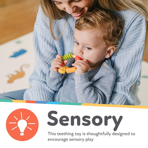 3+ Nuby Pasta Ring Teether - Months - Soft, Silicone, Multi-Textured, Easy Grip Baby Teething Toy - Natural Teething