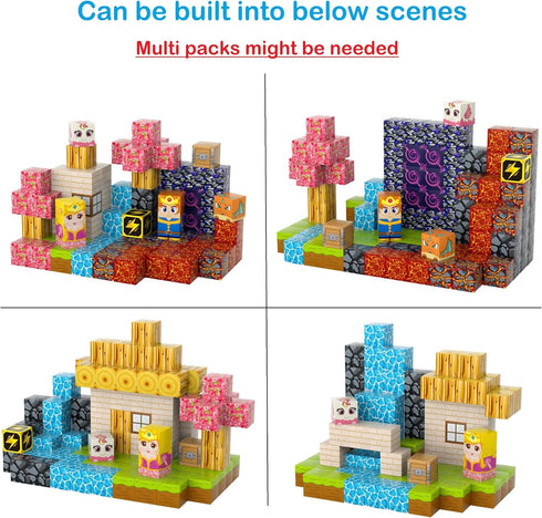 FXLYNAF 84-Piece 0.8in Set, Magnetic Blocks, Build Prince&Princess Magnet Game Stacking Building Blocks Cubes Magnets