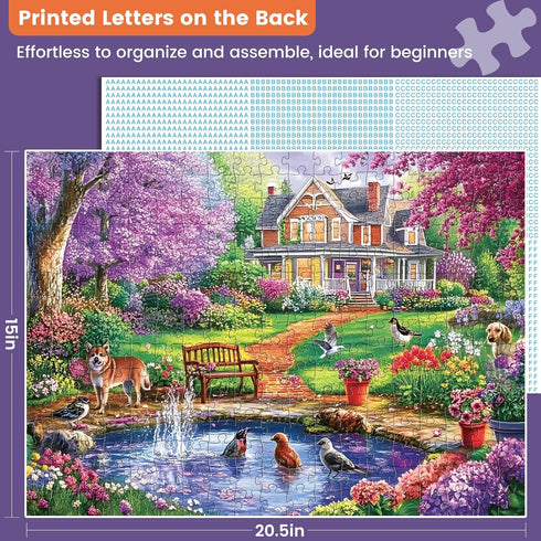 Nitktaia 300 Gifts,20.5*15In Piece Puzzles for Adults,Spring Jigsaw Puzzle for Kids Seniors,Puzzle with Letters on
