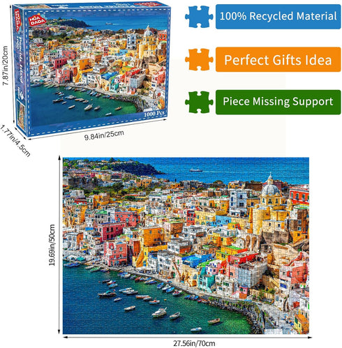 Jigsaw Puzzles for Adults, 1000 Piece Puzzle, Procida Island Marina Corricella