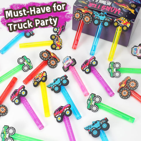 PLOUGVI 24Pcs Truck Bubble Wands for Birthday Party Favors Decorations, Durable Truck Bubble Toys for Kids Pinata