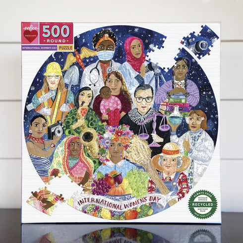 eeBoo: Piece and Love International Women's Day - 500 Piece Round Jigsaw Puzzle for Adults and Families