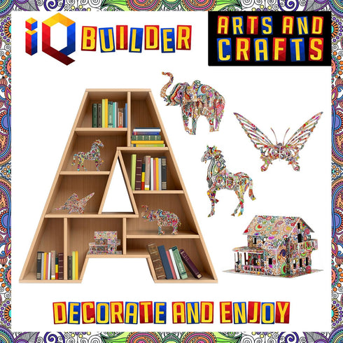 12 3D Set IQ BUILDER | Arts and Crafts for Girls Age Year Old and UP | Art Coloring Painting Animal Puzzle | Fun