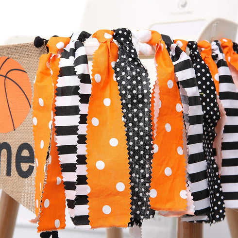 1st WAOUH Basketball Highchair Banner - High Chair Banner for Birthday, Cake Smash Photo Prop, Fabric Rag Garland