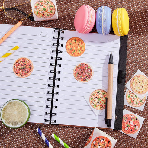 Outus 400 Pieces Round Pizza Roll Stickers, Self-Adhesive Scratch Labels for Kid Learning Party Decoration