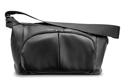 hoodababy ml, Essentials Diaper Bag Compatible with The doona Carseat/Stroller, Black, Faux leather