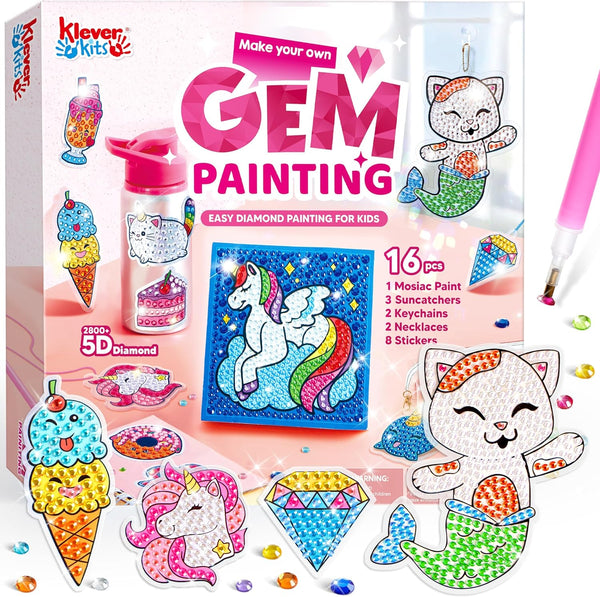 Klever Kits 16 Projects Gem Painting, Kids Diamond Art Kit for Kids