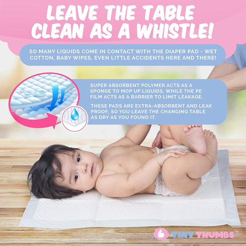 (54 Pack) Disposable Changing Pads for Baby - Super Soft, Ultra Absorbent & Waterproof Large Diaper Changing Pad Liners