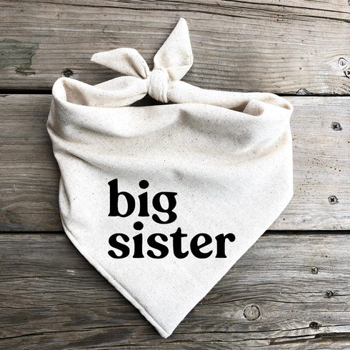 Generic Dog Bandana Pregnancy Announcement Big Sister Baby Reveal Oatmeal Cream Minimal Neutral Color Announcement