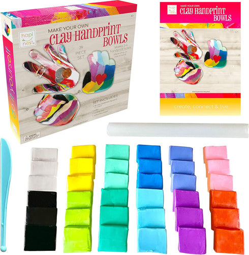 6 Hapinest Make Your Own Clay Handprint Bowl Kit for Kids, Arts and Crafts for Boys & Girls Ages Years and Up