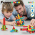 Picasso Toys 116pc Hedgehog Construction Building Blocks Set, Interlock Tiles with Idea Book, STEM Learning Kit for