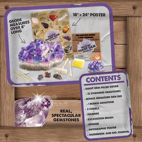 12 1 4+ MindWare Dig It Up Giant Gem Discovery Kit - Gemstone Dig Kit Offers Geology for Kids with Real Polished Hidden
