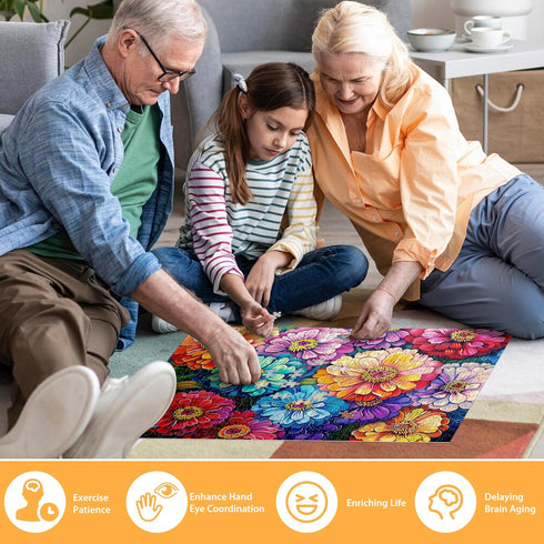 500 Piece Puzzle for Adults - Flowers Recycled Cardboard Jigsaw for Family Activity - Great Gift Idea