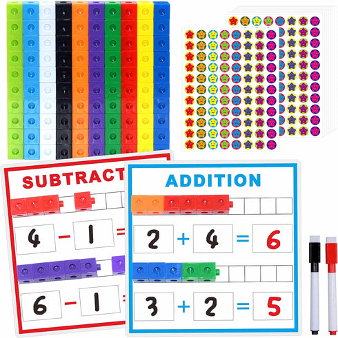 SpriteGru Math Linking Cubes, Manipulatives with Activity Cards for Kids Kindergarten Learning Activities