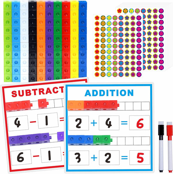 SpriteGru Math Linking Cubes, Manipulatives with Activity Cards for Kids Kindergarten Learning Activities