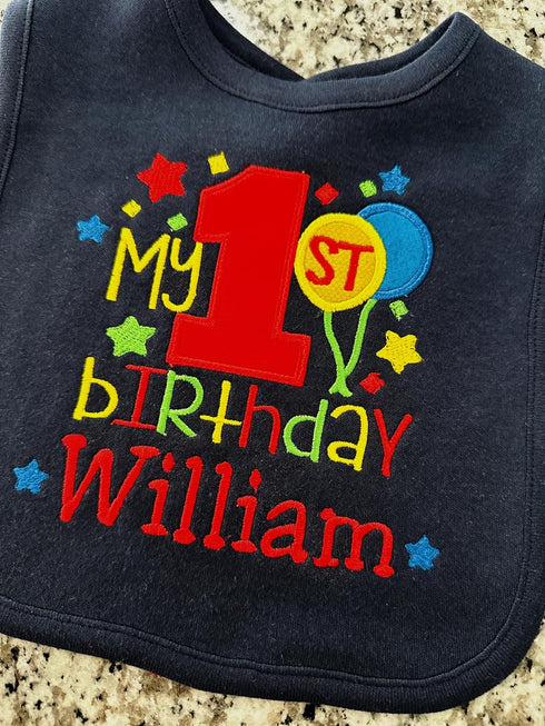 Personalized First Birthday Boy Smash Bib with Custom Name