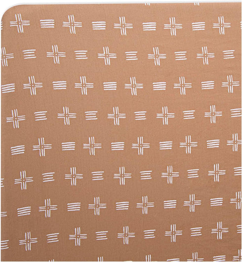 Crane Baby Soft Cotton Fitted Crib Mattress Sheet, Copper Dash, 28”w x 52”h x 9”d for Cribs and Toddler Beds