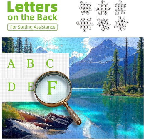 500 (23"x15") Blueforest Turquoise Lake Piece Puzzle for Adults - Panoramic Mountain Therapy Jigsaw Puzzle, Calming