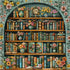 PICKFORU 1000 Vintage Bookshelf Puzzles for Adults Pieces, Flower Blooming Bookshelf Jigsaw Puzzle Library, Wildflower