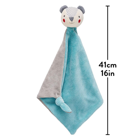 Petit Collage Organic Cotton Baby Blanket, Blue Bear - 100% Organic Soft Cotton, Cuddly Toy, 14.25” x 18”