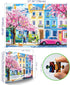 1000 (27.5" 19.7") Puzzles for Adults Pieces Urban Cherry Blossom Spring Street and Pink Vintage Car Art Jigsaw Puzzle