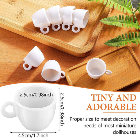 Mini Coffee Cups Tea Cup White Plastic Coffee Cups Dollhouse Miniature Food Kitchen Room Decoration Accessories for Pretend Afternoon Tea Cake Decoration Landscape(30 Pieces)
