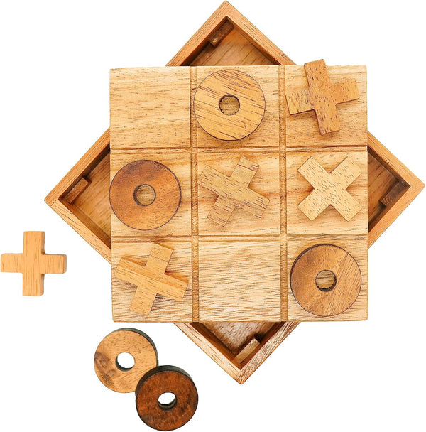BSIRI Wooden Tic Tac Toe Game - Brain Teaser Puzzles for Adults, Classic Board Games
