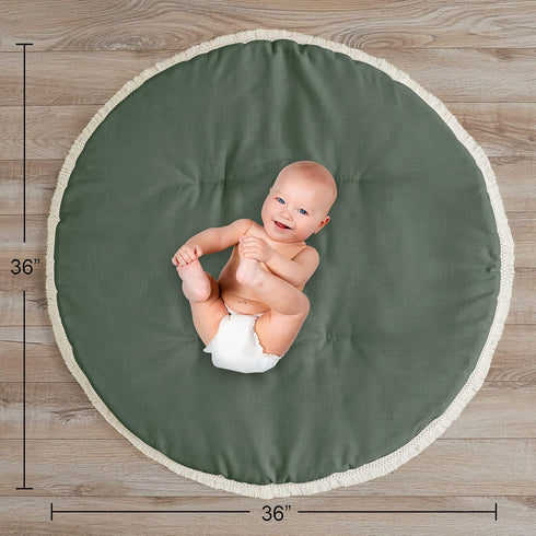 Tummy Sweet Jojo Designs Dark Green Boho Boy Girl Gender Neutral Baby Play Mat Time Activity Infant Playmat Playpen