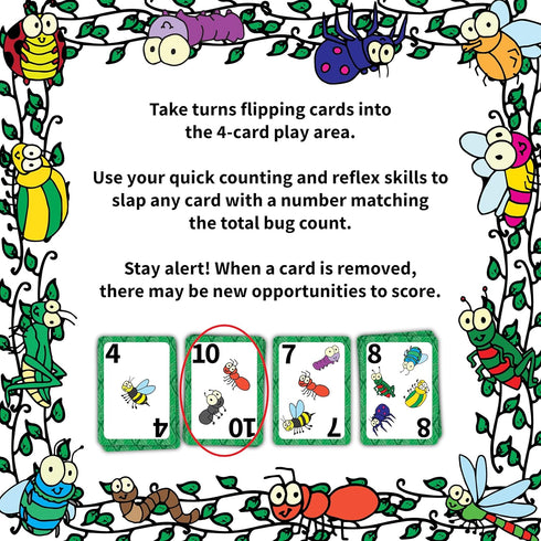 7-12 Quick-Counting 7-12 2-4 Niche Nation Games Bug Bash Card Game- Award-Winning Kids Brain Game for Ages
