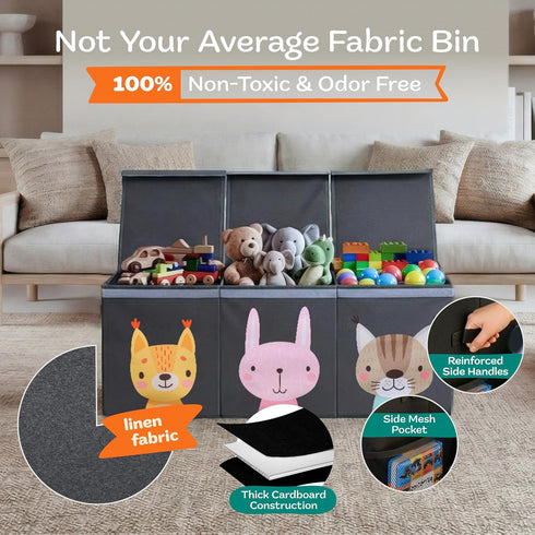 37"x16"x14" SoftOwl Extra Large Toy Storage Organizer with Lid - Sturdy, Collapsible Toy Chest Storage Box with Cute