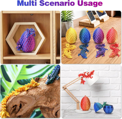 bgezxuy 3D 3D (4pcs-withkeychain) Mini Printed Dragon Eggs with Dragon Inside, Articulated Crystal Dragons Printed