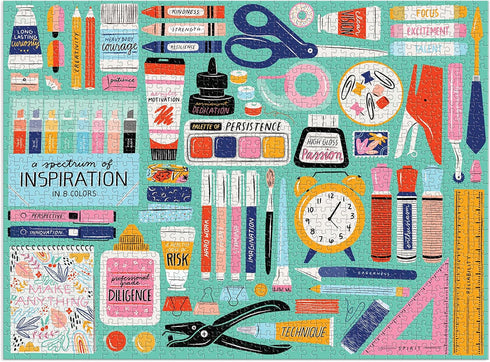 Galison Tools for Creative Business – 1000 Piece Puzzle Fun and Challenging Activity with Bright and Bold Artwork of Inspirational Stationery Supplies for Adults and Families
