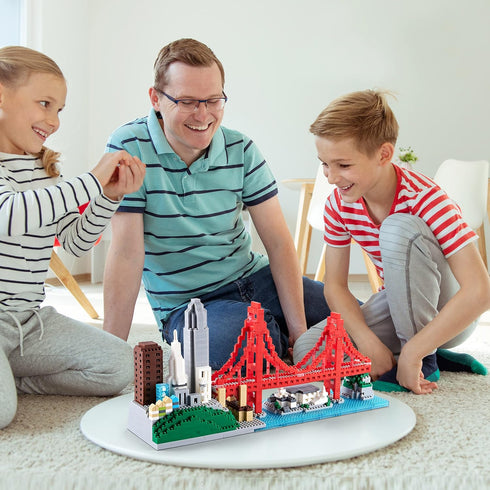 Micro Building Blocks Set - San Francisco Golden Gate Bridge Model, 1610 Pieces Collectible Kit for Adults