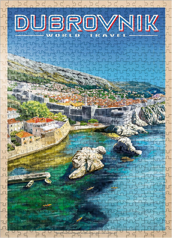 MyPuzzle Dubrovnik, Croatia Vintage Travel Poster, Premium 500 Piece Jigsaw Puzzle for Adults