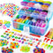 INSCRAFT 17500+ Rubber Loom Bands with 3 Layer Blue Container, 28 Colors,