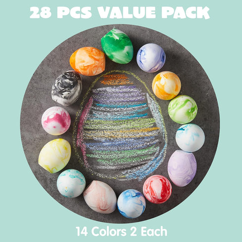 28 Set, JOYIN Pcs Easter Sidewalk Chalk Eggs Easter Eggs Chalks, Gifts for Boys Girls Kids Toddlers Basket Stuffers