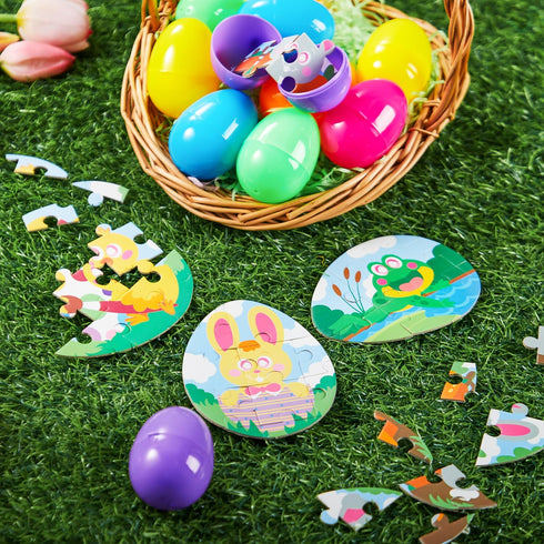 12 JOYIN Pcs Easter Eggs Jigsaw Puzzle for Egg Hunt Game, School Activities Rewards, Kids Party Favors, Easter Basket