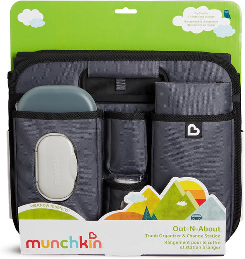 Munchkin Out-n-About Trunk Organizer for SUVs and Cars with Portable Changing Pad and Wet Baby Wipes for Diaper Changes