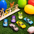 12 JOYIN Pcs Die-Cast Car Filled Big Easter Eggs, Bright Colorful Prefilled Plastic Eggs with Different Die-cast Cars
