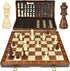 15-Inch Magnetic Chess Set - 2 in 1 Chess and Checkers Board Game for Adults and Kids, Tournament Chessboard