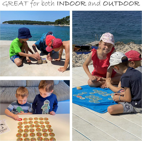 Montessori-Inspired Wooden Matching Game for Toddlers 2-4 Years, 36 Card Set with Carry Bag