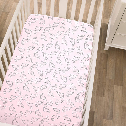Carter's Soft Pink Dinosaur Princess Fitted Crib Sheet