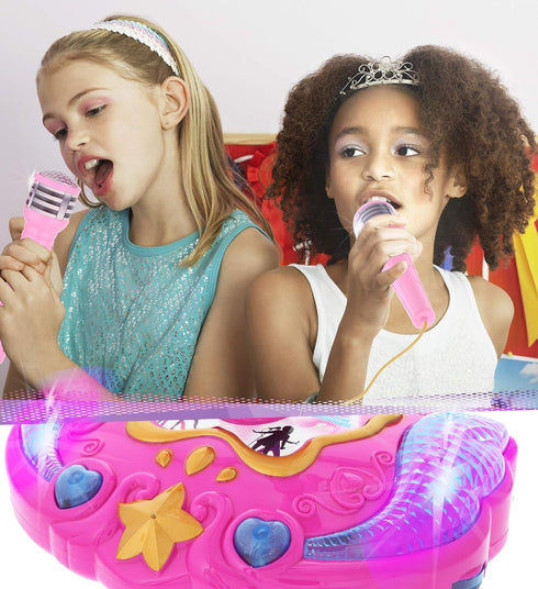 Mozlly Playset MP3 Super Star Kids Karaoke Machine with Microphone Stand - Pink Microphone with Stand with Built