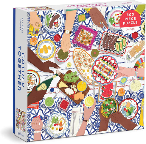 Galison Gather Together – 500 Piece Puzzle with Bright Artwork of Mediterranean Vignette for Adults and Families