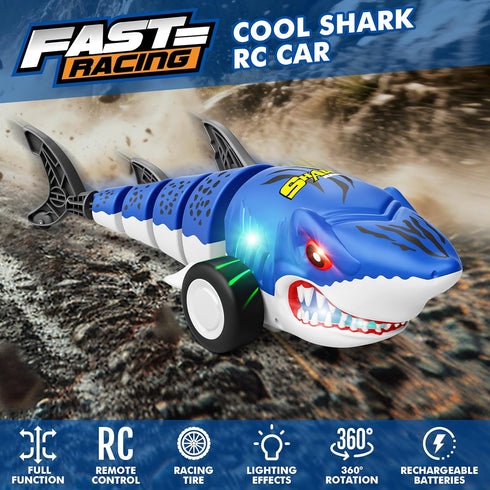 Kids,2.4GHz 360 6,7,8,9,10-12 Rcovasc Remote Control Shark Car Toys for RC Cars Simulation Shark with Cool Light, Stunt