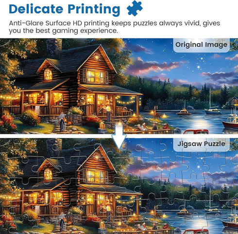 500 Country Friends,20.5 15 Piece Puzzles for Adults | Night Scenery Jigsaw Puzzle for Adults Seniors | Recycled