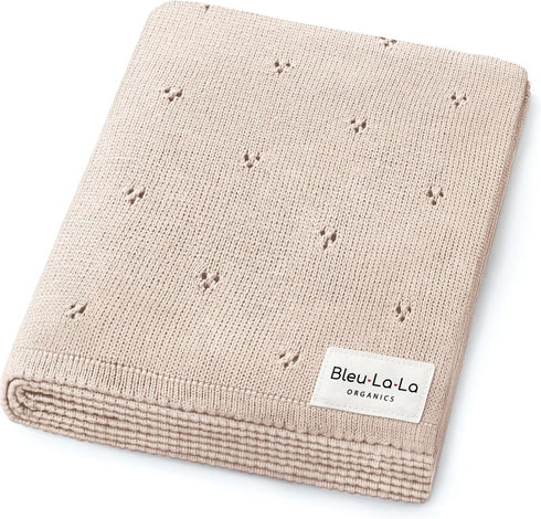 100% Luxury Organic Cotton Pointelle Knit Baby Quilt Blanket Refined Lightweight Heirloom