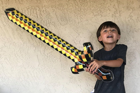 Inflatable Weapons - Diamond Swords, Axes & Hatchet, Blow Up Party Favors for Boys & Girls, 6 Pack